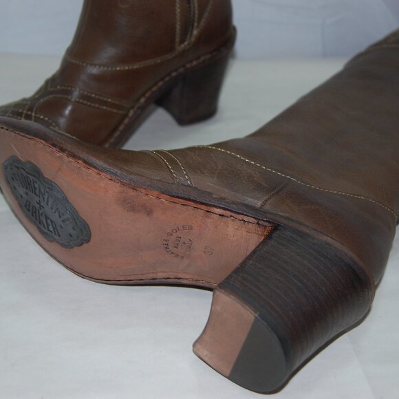 37/US7❤️ FIORENTINI+BAKER Brown Leather Over Knee High Heels Tall Biker BOOTS - Picture 14 of 14